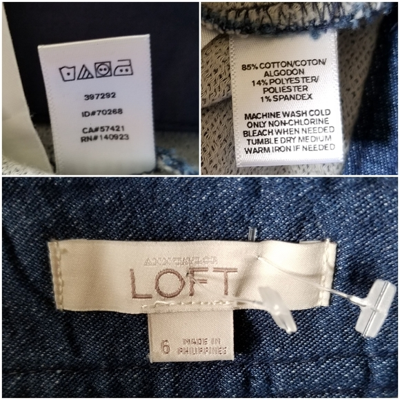 LOFT | Denim Look-a-like Skirt A-line Button Pleat - Picture 4 of 8